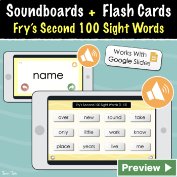 Preview of Fry's Second 100 Soundboards and Audio Flash Cards - Google Slides and Print