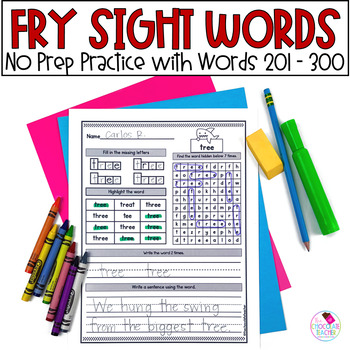 Preview of Sight Word Practice - Fry Words 201-300 - No Prep Worksheets