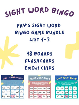 Preview of Fry's Sight Word Bingo Game (List 1, 2, 3)