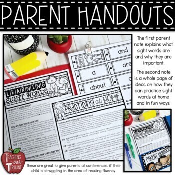 Fry's Sight Word Flash Cards and Parent Notes with Sight Word Homework ...