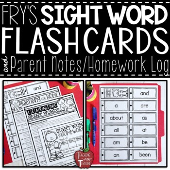 Preview of Fry's Sight Word Flash Cards and Parent Notes with Sight Word Homework Log (B&W)