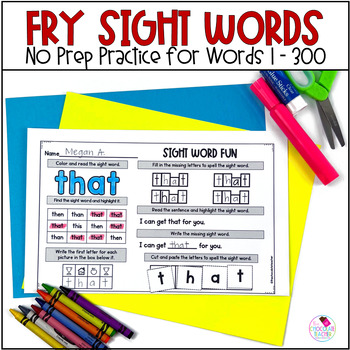 Preview of Sight Word Practice - Fry Words 1-300 - No Prep Worksheets - BUNDLE