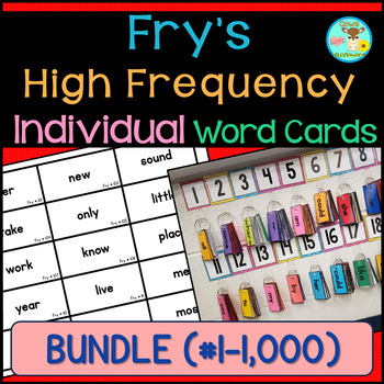 Preview of Fry Sight Words - Individual Student Flash Cards #1-1,000 BUNDLE