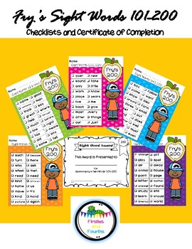 Preview of Fry's Sight Words 200 Checklist and Certificate - Frys Fry