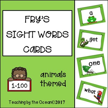 Preview of Fry's Sight Words Cards - Animals Themed (first hundred)