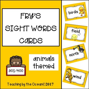 Preview of Fry's Sight Words Cards - Animals Themed (fourth hundred)