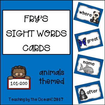 Preview of Fry's Sight Words Cards - Animals Themed (second hundred)