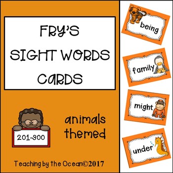 Preview of Fry's Sight Words Cards - Animals Themed (third hundred)