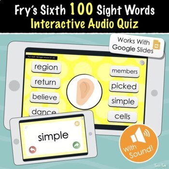 Preview of Fry's Sixth 100 Sight Words | Interactive Audio Quiz, Flash Cards and More!