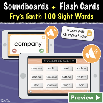 Preview of Fry's Tenth 100 Soundboards and Audio Flash Cards - Google Slides and Print