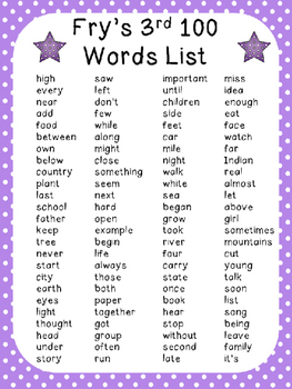 fry sight words by grade level