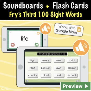 Preview of Fry's Third 100 Soundboards and Audio Flash Cards - Google Slides and Print