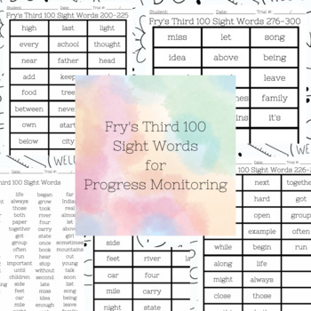 Fry's Third 100 Words Sight Word Progress Monitoring Sheets by Hannah ...