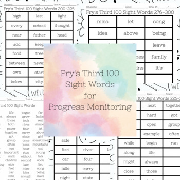 Preview of Fry's Third 100 Words Sight Word Progress Monitoring Sheets