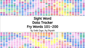 Preview of Fry second 100 sight words data tracker