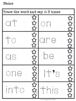 Sight Word Trace and Sentence Fill-In (Fry's 100) | TpT