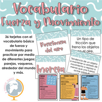 Preview of Fuerza y movimiento juegos para practicar el vocabulario