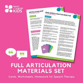 Preview of Full Articulation Materials Set: Cards, Worksheets, Homework for Speech Therapy