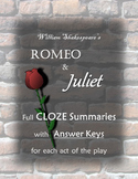 Romeo and Juliet CLOZE Summaries Bundle