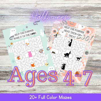 Preview of Full Color Halloween Mazes For Ages 4-7