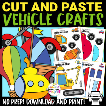 Preview of Full Colored Transportation Cut and Paste Craft Templates