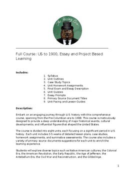 Preview of Full Course: US to 1900, Essay and Project Based Learning