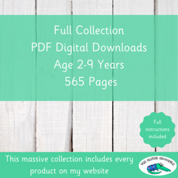 Preview of Full Home School PDF Collection - Digital Downloads - Age 2-9 Years Old - 565Pgs