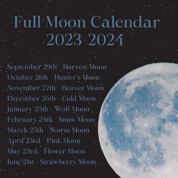 Full Moon Calendar 2023-2024 School Year by The Able Bagel | TPT