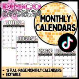 Full Page Monthly Calendars - Disco Daydream, Colorful Cla