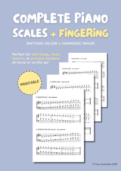 Preview of Complete Piano Scales + Fingering | Diatonic Major & Harmonic Minor | 2 Octaves