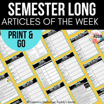 Preview of Full Semester Article of the Week Nonfiction Lesson Bundle ELA Test prep