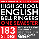 Bell Ringers Bundle, One Semester of Vocabulary, Grammar & Literary Terms