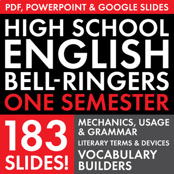Preview of Bell Ringers Bundle, One Semester of Vocabulary, Grammar & Literary Terms