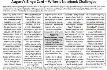Preview of Full Set: Writer's Notebook Bingo Cards