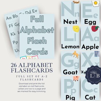 Preview of Printable Set of Alphabet Flash Cards for Pre-School & Elementary Classroom Use