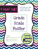 4 FOOT Grade Scale POSTER ~ Jewel-Toned Chevron ~ 7 point scale