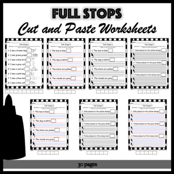 full stop cut and paste worksheets by teaching bright little minds