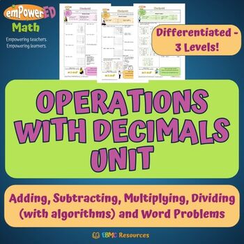 Preview of Full Unit: Operations with Decimal Numbers (Differentiated)