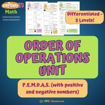 Preview of Full Unit: Order of Operations PEMDAS (Differentiated)