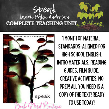 Preview of Complete Unit for Speak by Laurie Halse Anderson - No Prep, Teach Today!!
