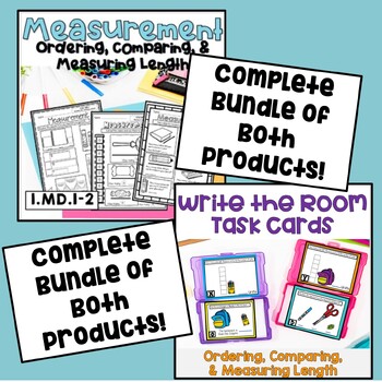 Preview of Full Unit and Task Cards CCSS1.MD.1-2 Ordering, Comparing, & Measuring Length