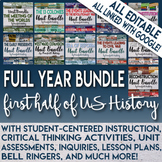 Full Year 1st Half of U.S. History Curriculum for Middle School Bundle