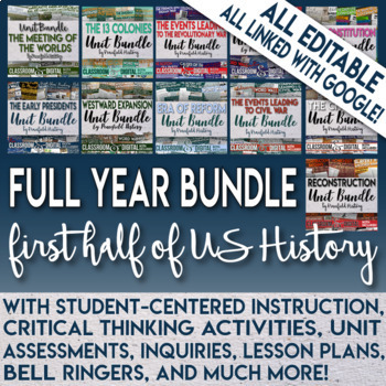 Preview of Part 1 Complete U.S. History Curriculum | Middle School Bundle