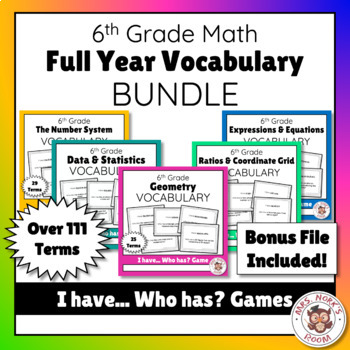 Preview of Full Year 6th Grade Math Vocabulary "I have... Who has?" Game Bundle