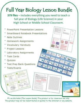 Preview of Full Year Biology Lesson Plans PowerPoint Presentations Note Outlines