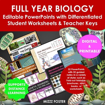 Preview of Full Year Biology: PowerPoints, Guided Notes and Word Wall (Digital & Print)
