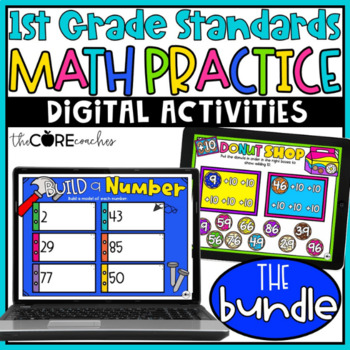 Preview of Full Year Digital Math Practice Activities for 1st Grade Math Standards - Bundle