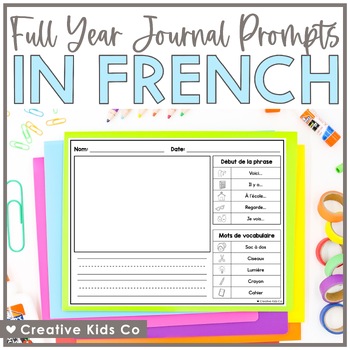 Preview of Full Year French Journal Prompts - Digital & Printable