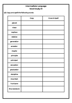 Preview of Full Year Grades 6, 7 and 8 Spelling and Vocabulary Word Lists (+ Cursive!)