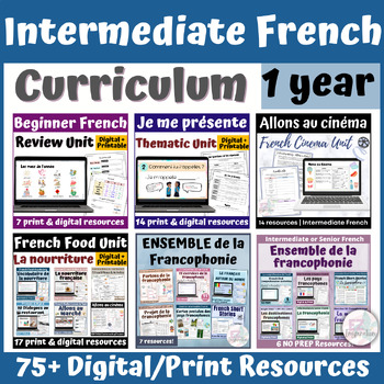 Preview of Full Year Intermediate French Curriculum - FSL Mega Bundle for A2 or B1 Learners